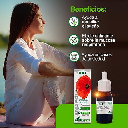 Soria Natural Extracto de Amapola - Extracto Natural para la Relajación - Sueño Reparador y Descanso Natural - Botella 50ml