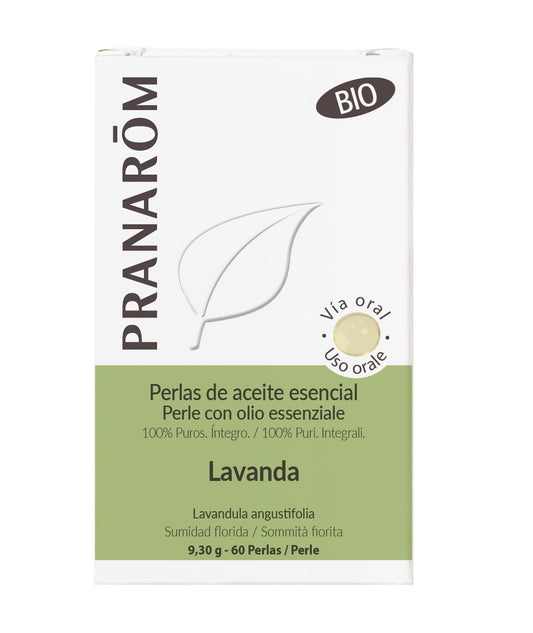 PRANARÔM - Perlas - Aceite Esencial de Lavanda - Minicápsulas Bio - Formato Práctico - Sabor neutro - 60 minicápsulas.