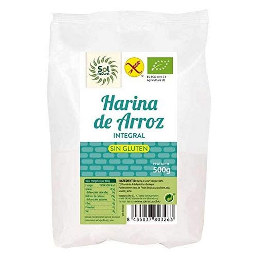 SOLNATURAL HARINA DE ARROZ Integral SIN Gluten Bio 500 g, Estándar, Único