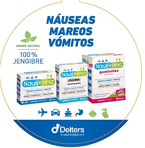 DEITERS - Nauserina Jengibre en 30 Cápsulas, Complemento Alimenticio, Pastillas para Embarazadas, Anti-mareo, Digestivas