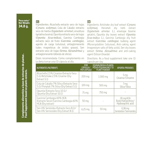 Nature Essential | Alcachofa Complex 2.300 mg | 60 Cápsulas | Con Cola de Caballo, Opuntia, Garcinia y Sen | Ayuda a Mejorar las Molestias Digestivas | Poder Antioxidante