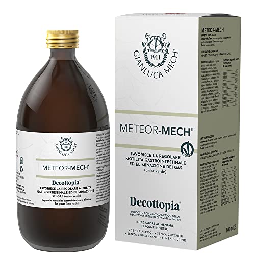 Gianluca Mech - Meteor-Mech, Suplemento Alimenticio Keto de 500 ml, Contrarresta los Gases Intestinales y la Sensación de Hinchazón Abdominal, con Regaliz y Alcaravea, Vegano