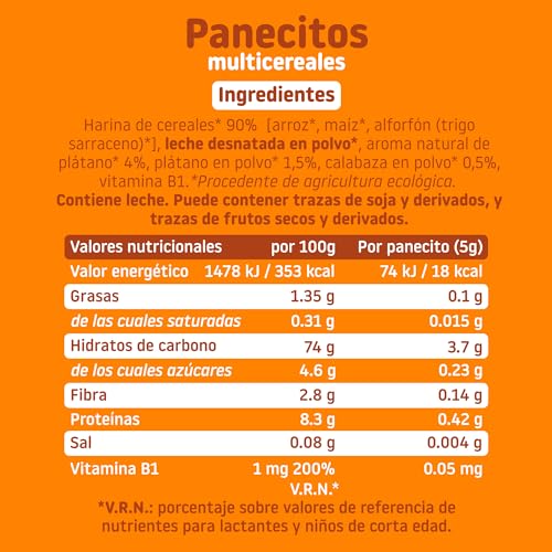 Smileat - Panecitos Multicereales Ecológicos, Ingredientes Naturales, Snacks y Meriendas, Para Bebés a Partir de los 8 Meses, 60g