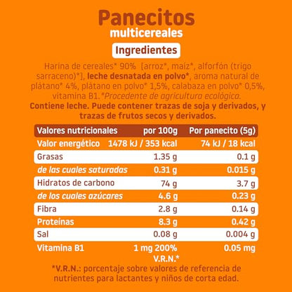 Smileat - Panecitos Multicereales Ecológicos, Ingredientes Naturales, Snacks y Meriendas, Para Bebés a Partir de los 8 Meses, 60g