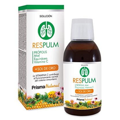 Prisma Natural - Solución Respulm - Jarabe natural Expectorante 250ml para Adultos.Ingredientes naturales como: Miel, Aloe Vera, Propolis, sol de oro, vitamina c...ideal para tos, garganta y alergias.