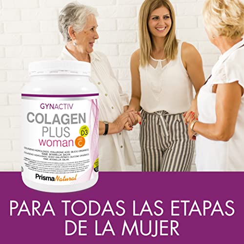 Prisma Natural - Colágeno Hidrolizado en Polvo con Ácido Hialurónico, Calcio, Vitamina C y D3. Suplemento para Regeneración Articulaciones, Huesos, Piel, Uñas y Pelo para Mujer, 300gr