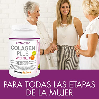 Prisma Natural - Colágeno Hidrolizado en Polvo con Ácido Hialurónico, Calcio, Vitamina C y D3. Suplemento para Regeneración Articulaciones, Huesos, Piel, Uñas y Pelo para Mujer, 300gr