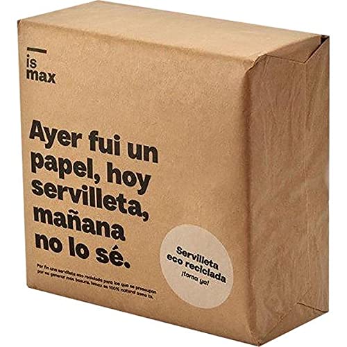 Ismax Servilletas Papel Mesa   Eco Reciclado - 2 Capas Ecologico Natural XXL -  caja de 24 packs de 50 Servilletas