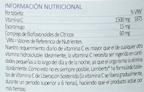 Lamberts Vitamina C Liberacion Sostenida 1500mg - 120 Tabletas