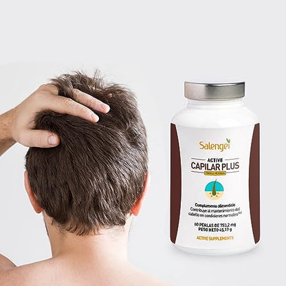 ACTIVE CAPILAR PLUS - Para el mantenimiento del cabello | Vitamina D, Zinc y Selenio | 60 perlas | Con extractos de aceite de Natursyn, contiene extracto de Serenoa repens, Biotina, y otras vitaminas