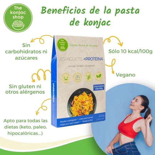 The Konjac Shop - Espaguetis konjac +proteina/Keto 200g | Shirataki - Sin Gluten | Bajo En Calorias y Carbohidratos