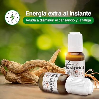 Soria Natural Fostprint Plus con Ginseng - Vitaminas para el Cansancio y la Memoria - Jalea Real, Vitaminas Grupo B, Biotina, Vitamina E, Vitamina D, L Carnitina y Propóleo Puro - 20 Viales con 15ml