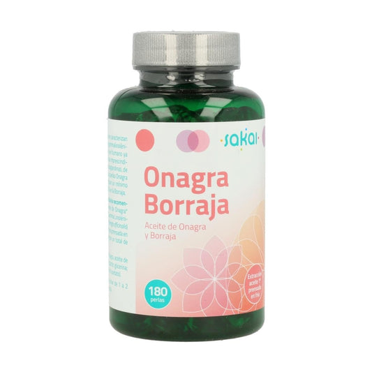 Sakai –Onagra y Borraja- Alto aporte de GLA- Equilibrio y bienestar femenino- Alivio de las molestias menstruales, síntomas de la menopausia y síndrome premenstrual- Cuidado de la piel- Salud Femenina