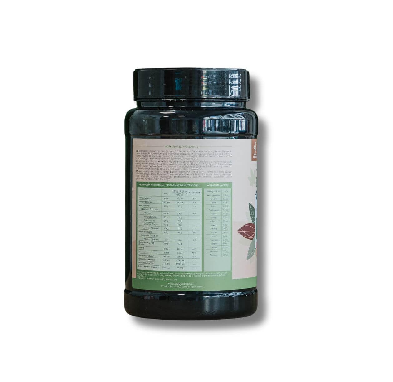 WeBotanix | Proteína Vegana 768 gr Sabor Chocolate | Vital Sport | Proteína de Cáñamo, Arroz y Guisante | Vitamina B6, Probióticos y Enzimas Digestivas | Sin Gluten, Sin Edulcorantes Artificiales