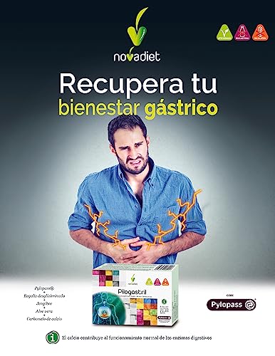 Novadiet – PILOGASTRIL Comprimidos con Pilopass, Regaliz, Jengibre, Aloe Vera y Carbonato de Calcio - Mejora las Molestias Gástricas y Ayuda Disminuir la Carga Bacteriana - 30 Comprimidos