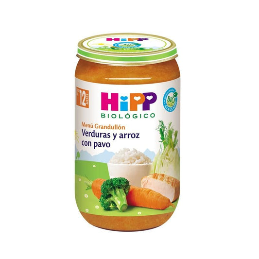 HiPP Biológico - Tarrito De Verduritas con Pavo BIO - Menú Grandullón con Trocitos - 220g - Ingredientes de Producción Ecológica - Sin Gluten - A Partir de 12 Meses