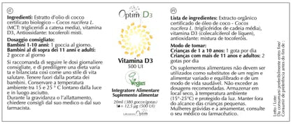 Vitamina D en gotas 500 UI vegana origen vegetal | liquen natural | Suplemento Bebe, niños, adultos, embarazo | Optim D3