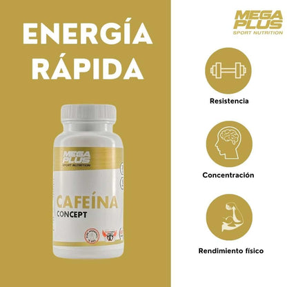 Cafeina - Cafeína Pura En Capsulas - Mega Plus Concept - Quemagrasa Potente - Pastillas De Cafeina - Ideal Para Rendimiento Deportivo - 200 Mg - 90 Capsulas