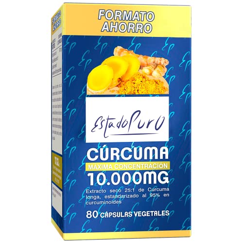 Cúrcuma con Pimienta Negra | Cúrcuma Estado Puro 10000mg | Antiinflamatorio Natural, 25x Veces Más Concentrada, Tres Tipos de Curcumina | 80 Cápsulas de Cúrcuma Tongil