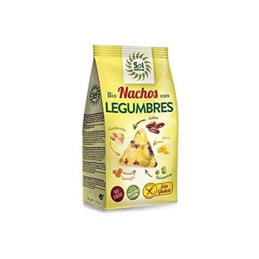 SOLNATURAL Nachos con LEGUMBRES SIN Gluten Bio 80 g, No aplicable