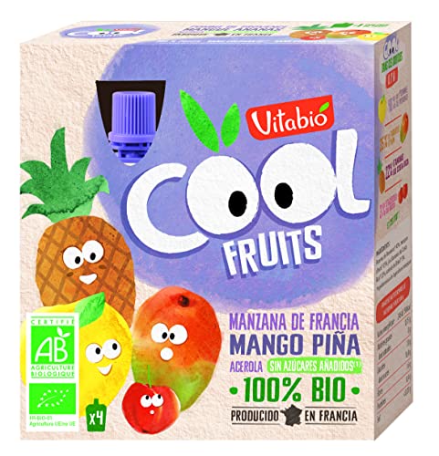 Vitabio - Bolsita De Fruta Bio - Cool Fruit - Manzana Mango Pina - 4X90G