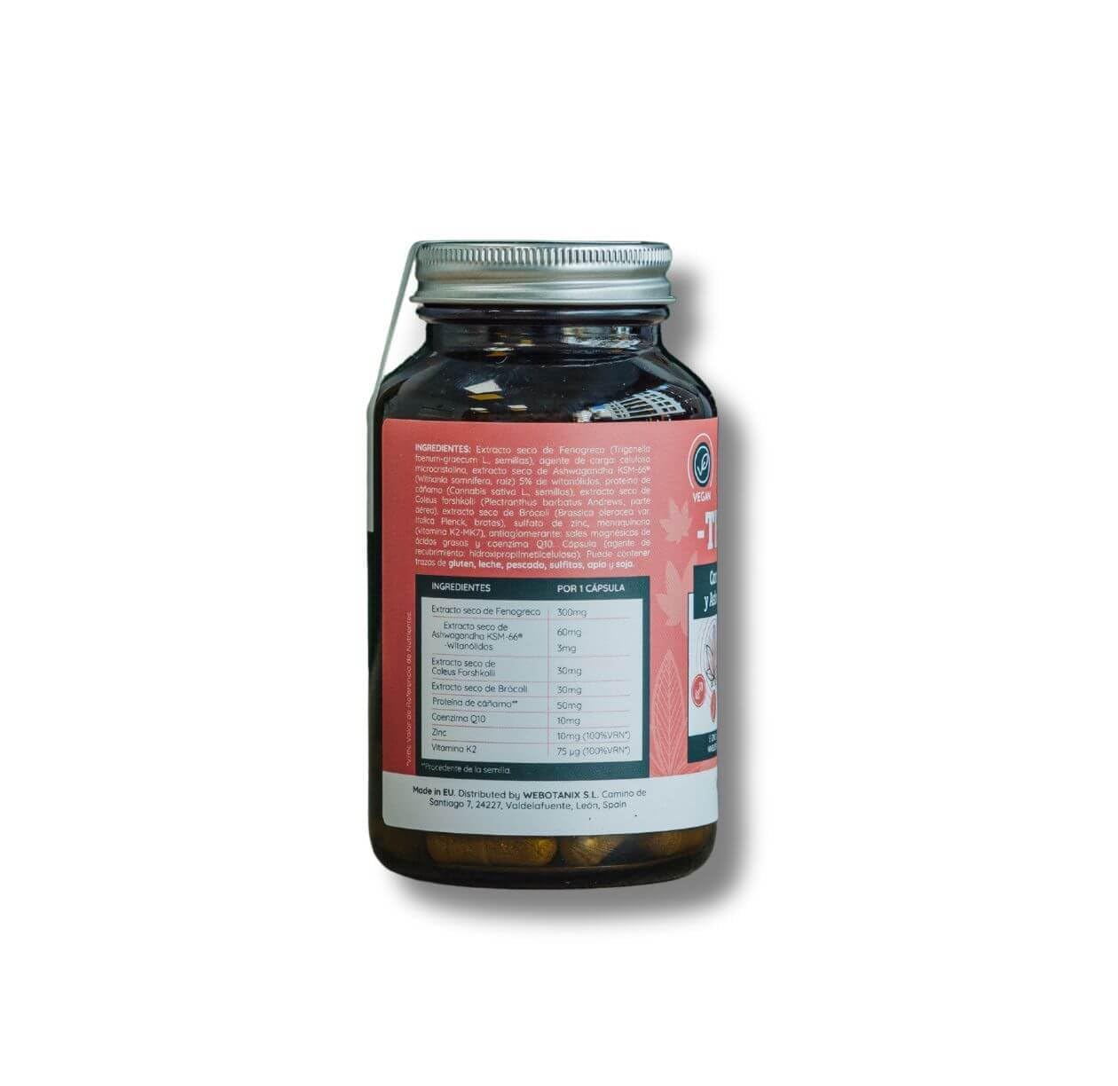 WeBotanix | Textox 60 capsulas | Vital Sport | Complemento Alimenticio a Base de Extractos Vegetales | Proteína de Cáñamo | Ashwagandha, Fenogreco, Vitamina K2 y Coenzima Q10 | Ingredientes Naturales