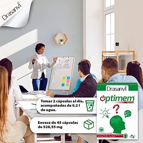 DRASANVI Optimem Forte con Fosfatidilserina, Fosfatidilcolina y Aminoácidos| Sistema Nervioso y rendimiento intelectual | con Vitaminas del Grupo B, ácido fólico y Selenio |45 Cápsulas = 22 Días