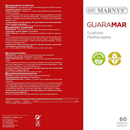 MARNYS Guaramar 500mg de Guaraná Energía y Alivio de Cansancio 60 Cápsulas