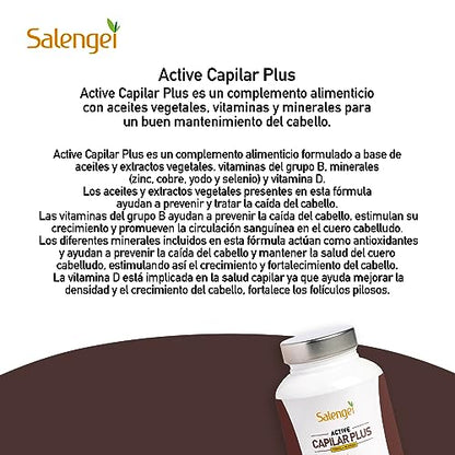 ACTIVE CAPILAR PLUS - Para el mantenimiento del cabello | Vitamina D, Zinc y Selenio | 60 perlas | Con extractos de aceite de Natursyn, contiene extracto de Serenoa repens, Biotina, y otras vitaminas