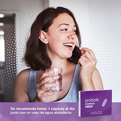 NEO | Probiotic Complex | 15 Cápsulas | Con Microgránulos a Base de Probióticos y Prebióticos | Mejora las Funciones Digestivas | Ayuda al Bienestar Intestinal