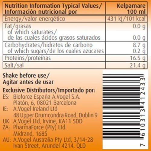 A.Vogel Kelpamare | Salsa de Soja con Vegetales y Alga Kelp | Condimento a base de Kelp Natural Suizo | Ingredientes Frescos y Orgánicos | 85 ml .