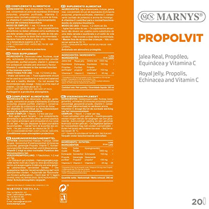 Propolvit 20 viales bebibles - Para las Defensas y Energía - Con Jalea Real, Propóleo purificado, Equinácea y vitamina C