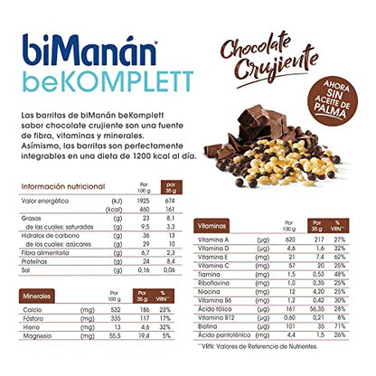 biManán Bekomplett Barritas Chocolate