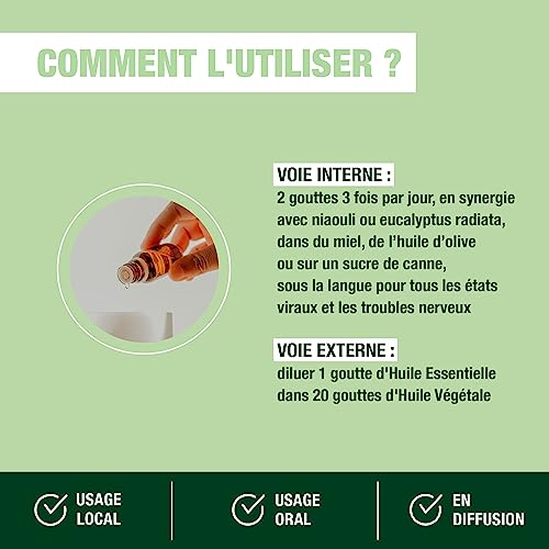 PRANARÔM - Ravintsara - Aceite esencial quimiotipado - Confort respiratorio y defensas naturales - 100% puro y natural - HETC - 10 ml