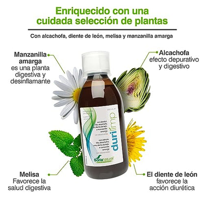 Soria Natural Drenalimp - Favorece la Digestión, Equilibra la Flora Intestinal - Ayuda en la Eliminación de Toxinas - Bebida Diurética y Depurativa - Botella de 250ml