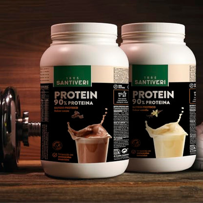 SANTIVERI - Protein-90 Instantáneo en Polvo, Alto Contenido en Proteína a Base de Proteína 100% Vegetal, Aminoácidos y Vitaminas
