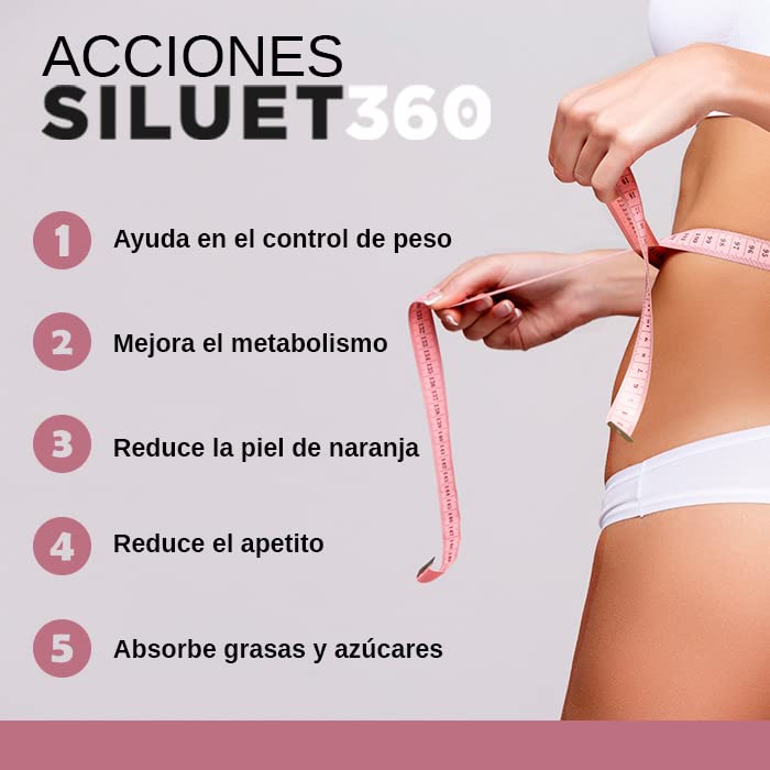 Drasanvi SILUET 360 - Programa completo - Fiit-ns® + Nopal + Picolinato de Cromo + Ácido hialurónico - Ayuda en el control de la pérdida de peso - 120 comprimidos, 1