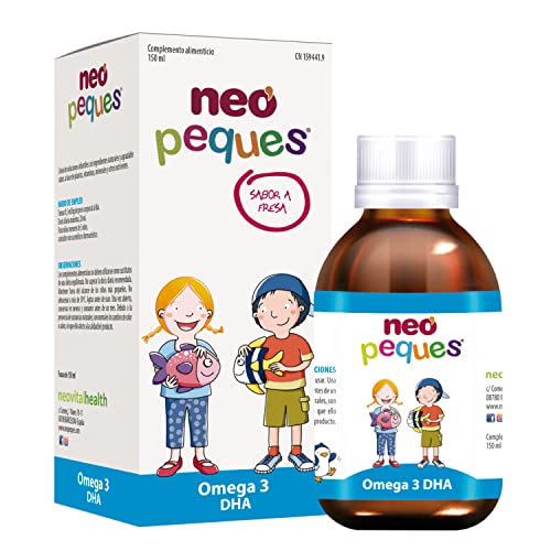 NEO PEQUES | Jarabe Infantil Omega 3 DHA | 150 ml | Ayuda a Mejorar la Concentración | A Base de Omega 3 DHA y Vitaminas | Delicioso Sabor Fresa