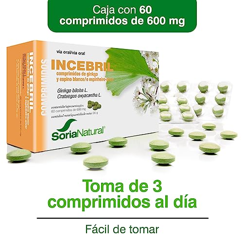 Soria Natural Incebril - Fórmula de Ginkgo y Espino Blanco - Potencia tu Salud Cardiovascular y Cerebral, Memoria, Circulación - Envase 60 cápsulas