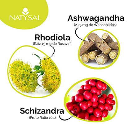 RHODIOLA COMPLEX® 60 CÁPSULAS | Complemento alimenticio a base de extractos de Rhodiola, Ashwagandha y Schizandra | Control del Estrés Físico y Emocional | Natysal