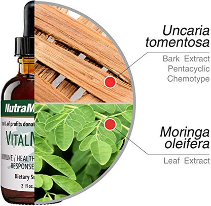 NutraMedix VitalMedix - Extracto de garra de gato líquida biodisponible y extracto de hoja de moringa gotas de tintura para soporte y vitalidad del sistema inmunológico - Suplemento antioxidante a base de hierbas líquidas (2 onzas)