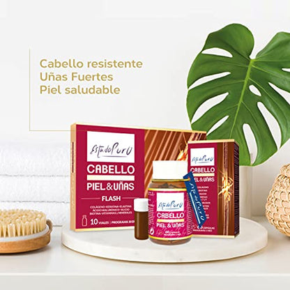Cabello Piel y Uñas Estado Puro | Vitaminas para el Pelo | Biotina, Zinc, Saw Palmetto, Espino Amarillo | Anticaida Cabello Mujer y Hombre | Tratamiento 1 Mes | 60 Cápsulas Tongil
