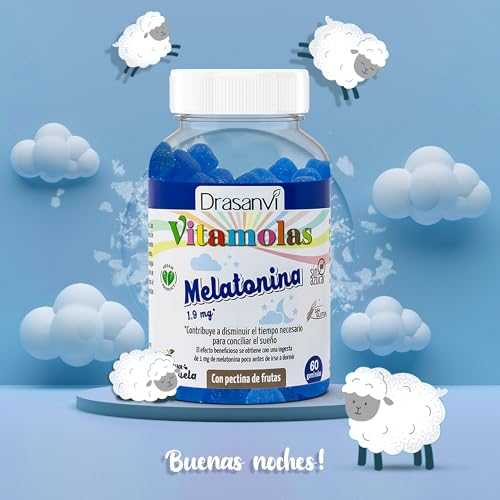 DRASANVI gominolas de Melatonina | Ayudan a dormir | Sueño de Calidad | 1,9mg de melatonina cada una |Vegano | Sabor Ciruela | Bote 60 Gominolas
