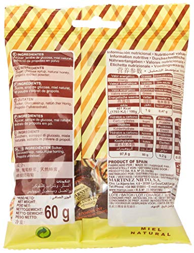 Caramelos de Propóleo con Miel MARNYS, Suaviza la Garganta y Picor, Caramelos con Agradable a Miel y Propóleo, Dulce sabor a Miel Natural - 60gr