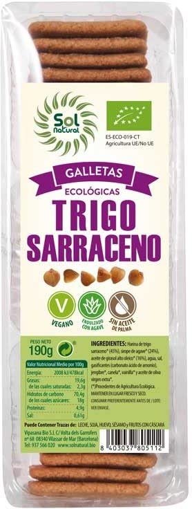 SOLNATURAL Galletas DE Trigo SARRACENO Bio 190 g, No aplicable