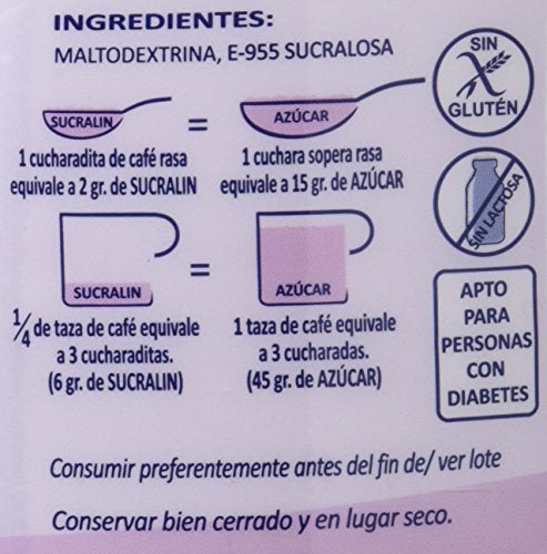 SUCRALIN® – Edulcorante Sucralosa Granulado Familiar 300 gr | 100% Natural | Auténtico sabor de azúcar | Apto para Cocinar y Hornear | Para todas las Dietas | 0% calorías |