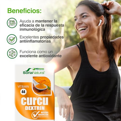 Soria Natural CurcuDextrin - Extracto de Cúrcuma Dextrinada y Pimienta Negra, Máxima Absorción - Sistema immune, Antiinflamatorio Natural, Síndrome Premenstrual - 28 comprimidos