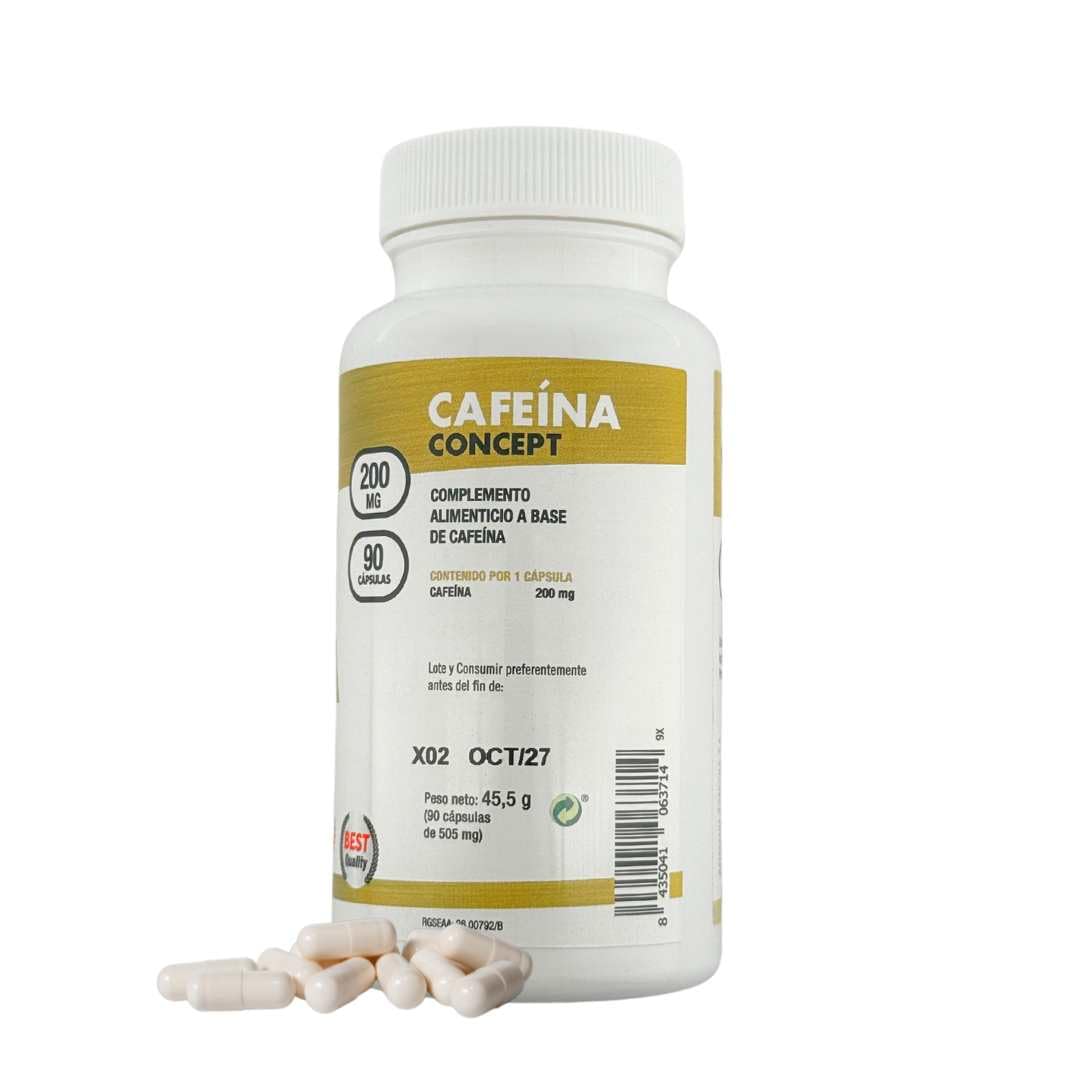 Cafeina - Cafeína Pura En Capsulas - Mega Plus Concept - Quemagrasa Potente - Pastillas De Cafeina - Ideal Para Rendimiento Deportivo - 200 Mg - 90 Capsulas