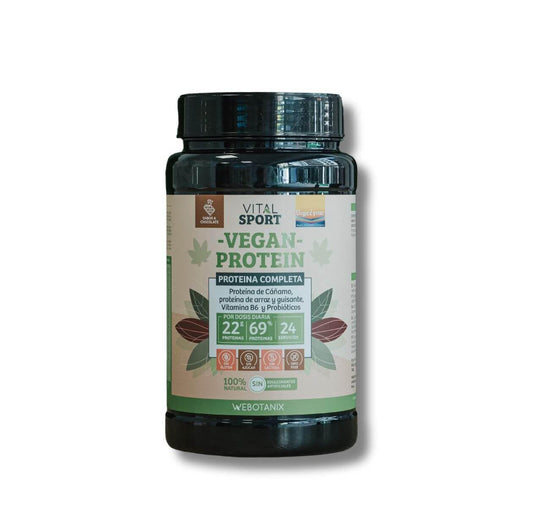 WeBotanix | Proteína Vegana 768 gr Sabor Chocolate | Vital Sport | Proteína de Cáñamo, Arroz y Guisante | Vitamina B6, Probióticos y Enzimas Digestivas | Sin Gluten, Sin Edulcorantes Artificiales