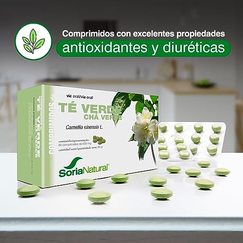 Soria Natural Té Verde Comprimidos - Propiedades Antioxidantes y Diuréticas – Con Camellia Sinensis L. - Aliado en tus Dietas de Control de Peso - 60 Comprimidos de 600 mg